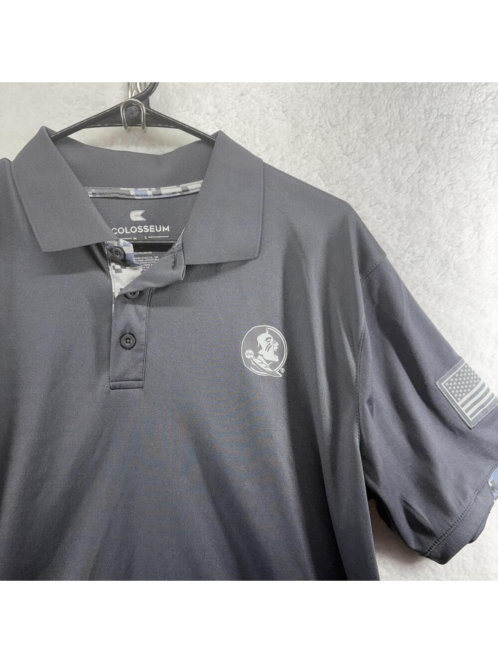 FSU OHT Operation Hat Trick Performance Polo Colosseum Athletics Mens Large Camo